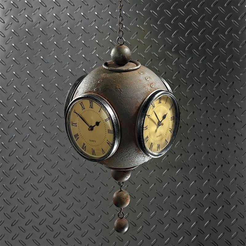 Design Toscano Victorian Grunge Four-Sided Hanging Spherical Clock, 2 of 7