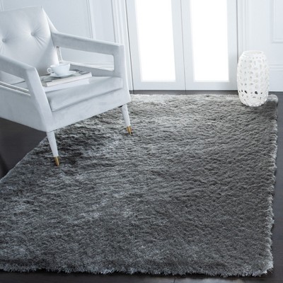 Gray 6' x 9' Hand-Tufted Shag Wool and Synthetic Rug