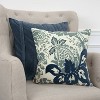 18"x18" Floral Poly Filled Square Throw Pillow Ivory/Assorted Blue - Rizzy Home: Cotton Canvas, Indoor Decorative Cushion - 4 of 4