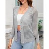 Women's Lightweight V Neck Long Sleeve Button Down Hollow Out Wool Cardigan Sweaters Gray Blue S - 4 of 4