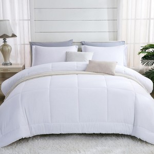 BAGOKIE All Seasons 3 Pieces Comforter Set Box Stitched Bedding Set - 1 of 4