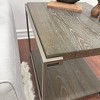 Vynxaria Contemporary Modern End Table Aged Graphite, Metal Frame & Wood (Hardwood/Oak Veneer), Fixed Shelf, 23"W×27"D×24"H - 4 of 4