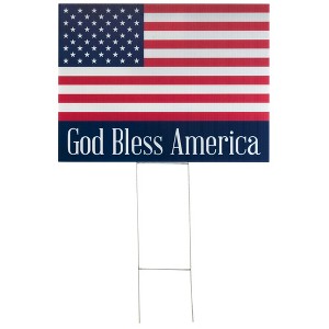 Dicksons God Bless America Red White Blue Flag 24 x 18 Acrylic Outdoor Yard Garden Sign - 1 of 1