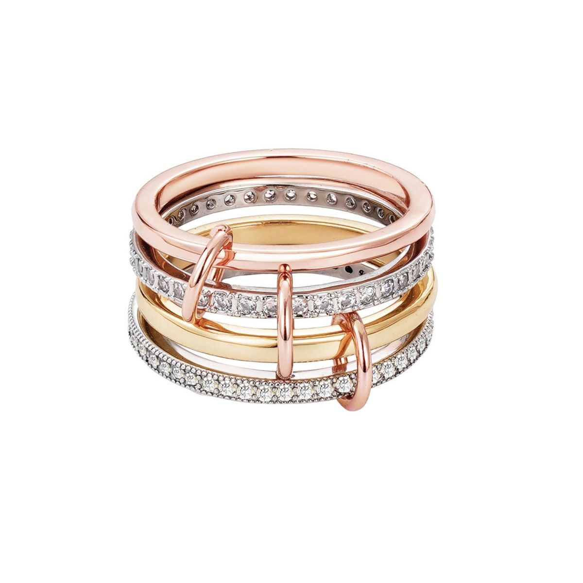 Adornia Mixed Metal Connected 4-Piece Ring Stack