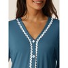 cheibear Women's Button Down V Neck Long Sleeve Pajama Nightshirt Dress - 4 of 4