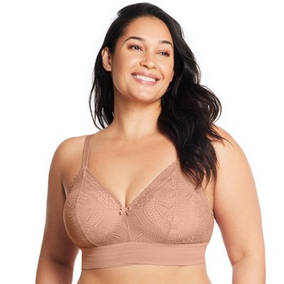 Glamorise Womens Bramour Gramercy Luxe Lace Bralette Wirefree Bra 7012  Cappuccino 46f : Target