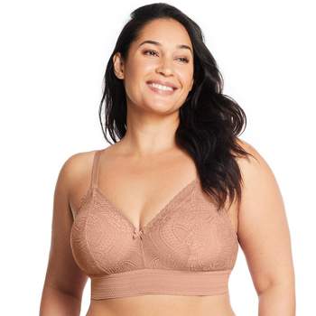 Glamorise Womens Bramour Gramercy Luxe Lace Bralette Wirefree Bra 7012 Cappuccino