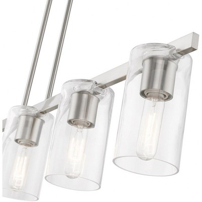 Clarion Brushed Nickel and Clear Glass 5-Light Linear Chandelier