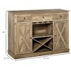 NicBex Farmhouse Sideboard Cabinet with 3 Drawers Kitchen Wine Bar Cabinet with X-Shaped Wine Rack for Kitchen,Living Room,Oak - 3 of 4