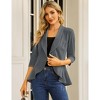 Women's 3/4 Sleeve Cropped Blazer Lightweight Open Front Cardigan Jacket for Business Causal - 3 of 4