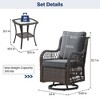 3 Piece Outdoor Patio Set, Wicker Rocking Bistro Set with 2 Swivel Chairs & Tempered Glass Top Table - 3 of 4