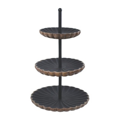 VIP Wood 18 in. Multicolor Scalloped Style 3 Tier Server