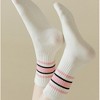 Anna-Kaci Women's 5-Pack Crew Socks Set with Ribbed Knit Texture and Classic Double Stripe Design - 3 of 3