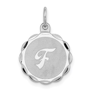 Black Bow Jewelry Sterling Silver, Sarah Collection 15mm Brocaded Disc Initial F Pendant - 1 of 4