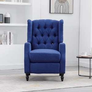 Recliner Chair With Seat Cushion, Buckle Backrest PU Reclining Sofa Chair, Modern Armchair Reading Chair - 1 of 4