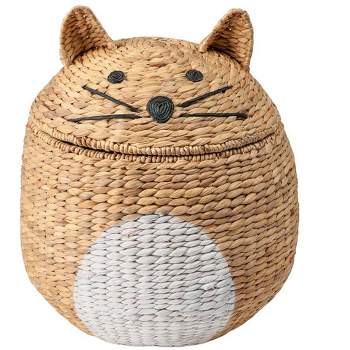 Wind & Weather Woven Cat-Shaped Storage Basket with Lid