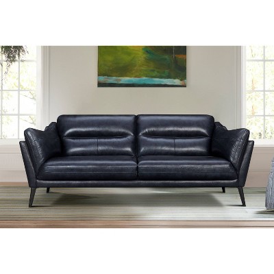 Blue leather sofa on sale bed