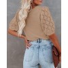BLUEMING Sweater Tops for Women Short Sleeve Crew Neck Summer Knit Shirt Eyelet Knit Elbow Sleeve Tops - 3 of 3
