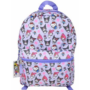 Mochila escolar Kuromi de nylon morada para niños de 16"