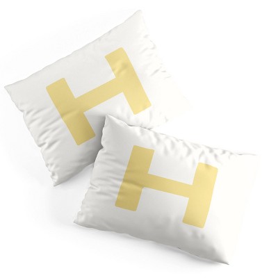 Deny Designs Standard April Lane Art Block Yellow Monogram H Microfiber Printed Pillow Sham