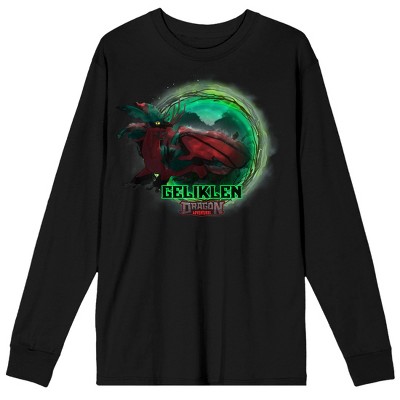 Dragon Adventures Geliklin Crew Neck Long Sleeve Black Adult Tee