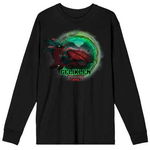 Dragon Adventures Geliklin Crew Neck Long Sleeve Black Adult Tee-Small