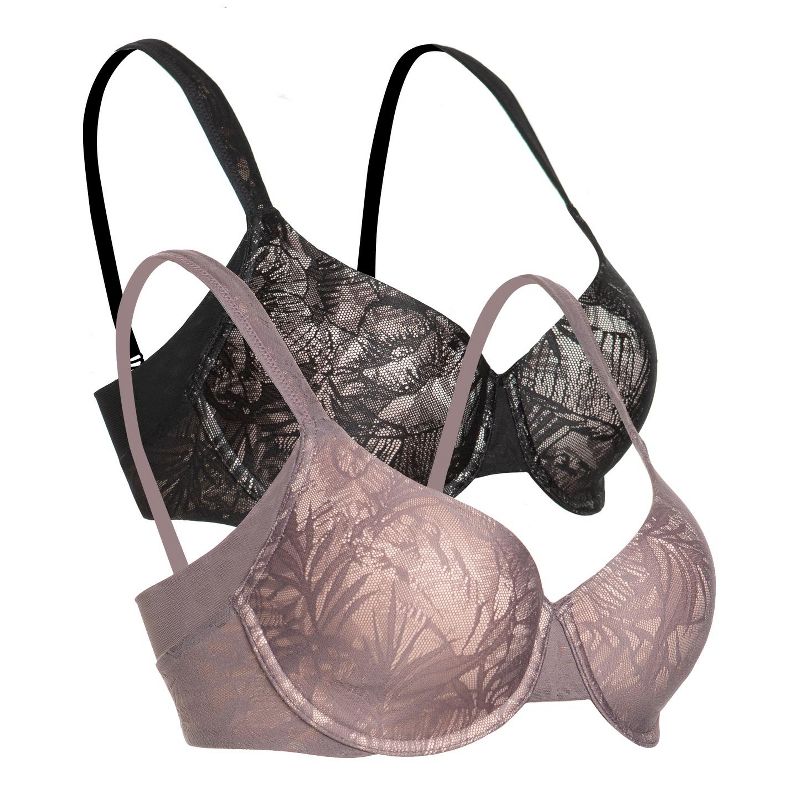 Paramour by Felina Women's Jessamine Side Smoothing Contour Bra 2-Pack, 1 of 4