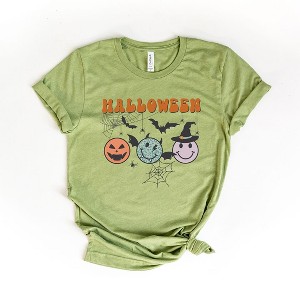 Simply Sage Market Women's Halloween Smiley Faces Short Sleeve Graphic Tee - 1 of 3