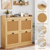 coucheta Set of 2 Shoe Storage Cabinet with 4 Flip Drawers, Wood Shoe Cabinet with Rattan Doors and Adjustable Shelves- Freestanding Shoe Organizer - 4 of 4