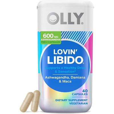 OLLY Lovin’ Libido Capsules – Boost Desire with Ashwagandha, Maca & Damiana – Women’s Libido Supplement – Vegetarian, 20-Day Supply (40 Count)