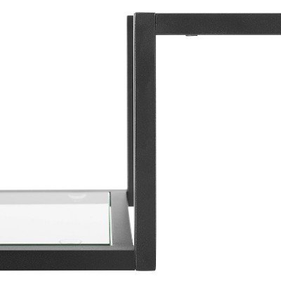 Sloane 83'' Matte Black Modern Glass Etagere