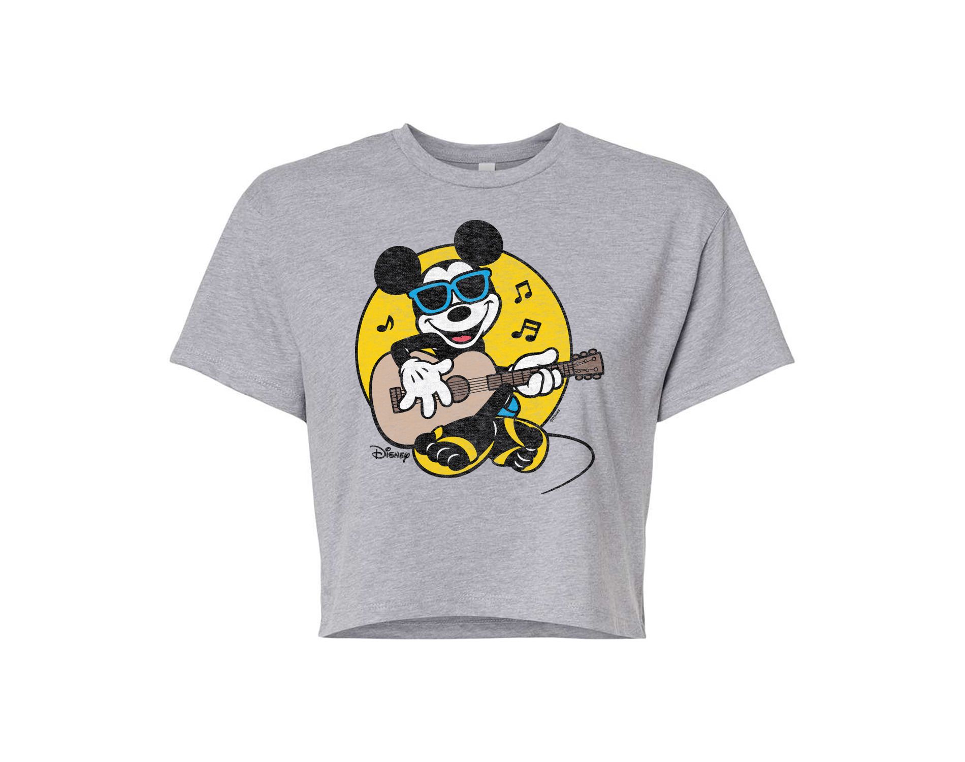 Women's Disney Mickey & Friends Cropped Graphic T-Shirt - Heather Grey - Small