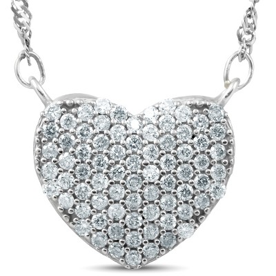 Pompeii3 1ct Pave Diamond Heart Shape Pendant 14k White Gold 1/2" Tall