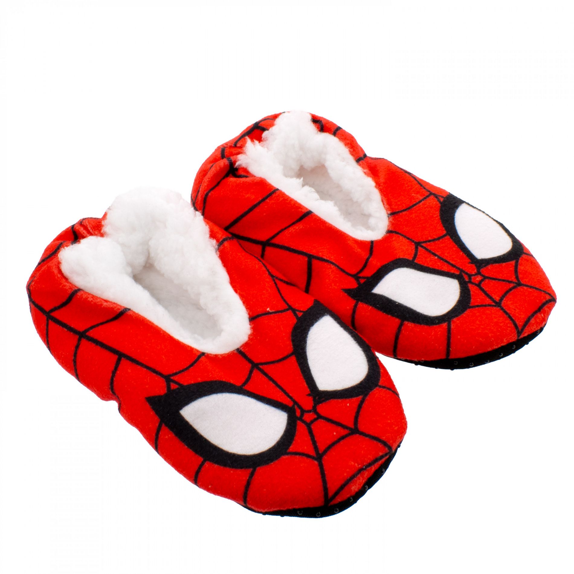 Kids Spider-Man Mask Fuzzy Babba Slippers - Size 11-12