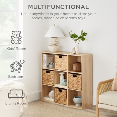 Light Oak 36" 9-Cube Storage Organizer with Removable Panels