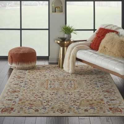 Majestic Sand Medallion Wool and Synthetic Rug 5'6" x 8'