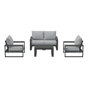 WestinTrends Montara 5-Piece Modern HDPE Outdoor Patio Furniture Sofa Conversation Set with Coffee Table - 1 of 4