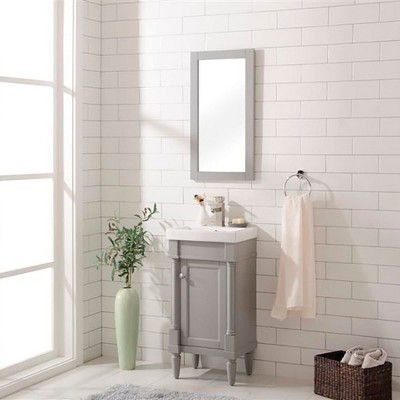 Gray Poplar and MDF Freestanding 18" Sink Vanity