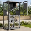 Catio Outdoor Cat Enclosure with Window Access, 4-Tier Cat House with Wheels, Resting Box & Waterproof Roof, Indoor/Outdoor Large Gray Cat Cage - 4 of 4