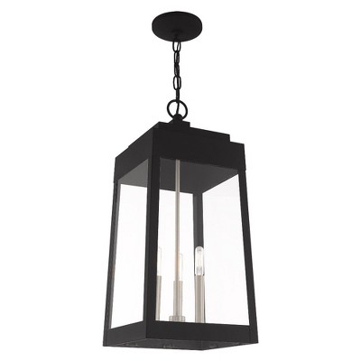 Oslo Black 3-Light Outdoor Pendant with Clear Glass
