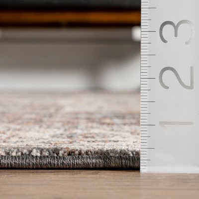Dark Grey Rectangular Medallion Synthetic Area Rug 5' x 7'