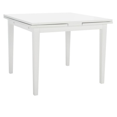 White Wood Extendable Rectangle Dining Table with Graduated Legs