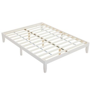 Karl Home Pine Wood Frame Queen Size Platform Bed White Color - 1 of 4