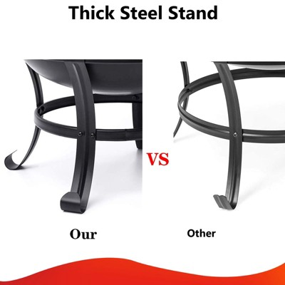 22-Inch Black Steel Free-Standing Outdoor Fire Pit