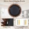 BEAUTYPEAK 20" Round Sunflower Wall Mirror, Boho Decorative Wood Frame, Vanity or Bathroom Wall Mirror for Living Room, Entryway, Bedroom - 3 of 4