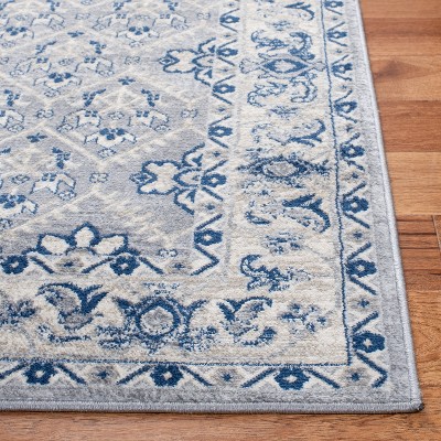 Navy and Light Grey Synthetic 4' x 6' Hand-Knotted Area Rug