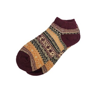 Warm Woolen Block Knitting Ankle Socks - Men's Sizes Adult Large from the Sock Panda - 1 of 3