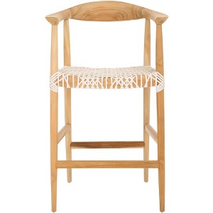 Bandelier Counter Stool - BST1006A - Natural/White - Safavieh - 1 of 4