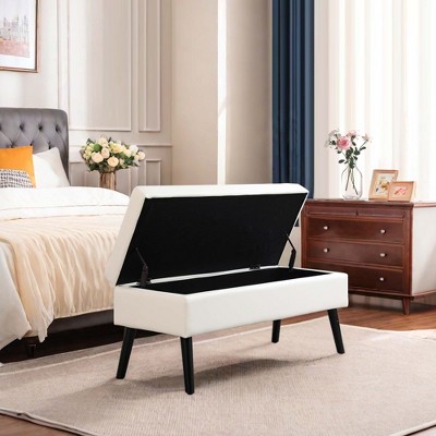 NicBex Modern 43.3" Linen Storage Bench with Wood Legs for Bedroom and Living Room