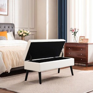NicBex Modern 43.3" Linen Storage Bench with Wood Legs for Bedroom and Living Room - 1 of 4